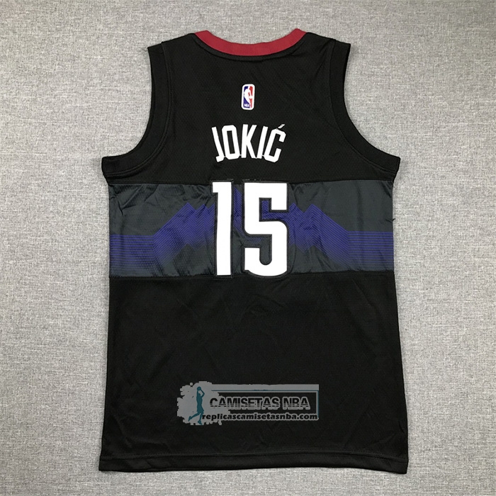 Camiseta Nino Denver Nuggets Nikola Jokic NO 15 Ciudad 2023-24 Negro
